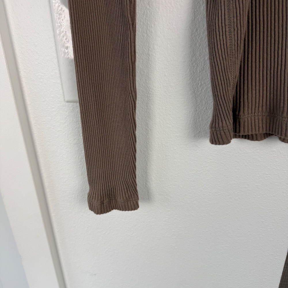 James‎ Perse Sable Brown Ribbed Polo Long Sleeve Top Split Neck Large - Picture 8 of 13